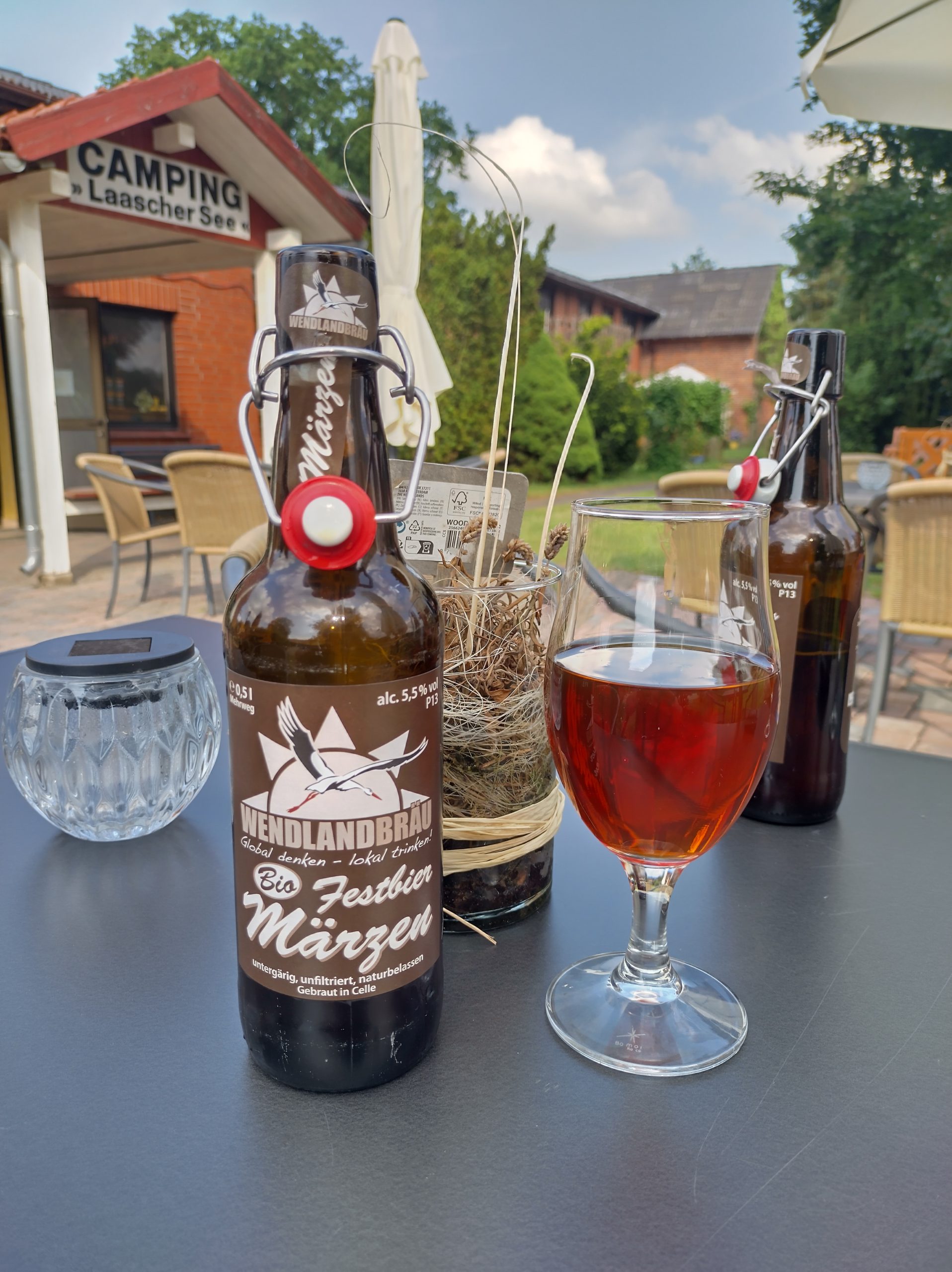 a local beer on the campsite terrace