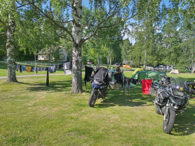 Laundry drying in the sun